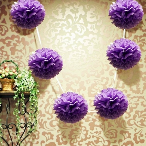 2/$22 NWOT Purple Tissue Pom Pom Tissue Decorations - Picture 7 of 7